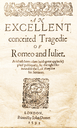 Title page of first quarto of Romeo and Juliet