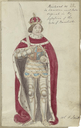 Costume design for Richard III in armor and robe