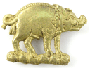 Copper-alloy boar mount possibly worn by a supporter of Richard III