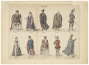 Costumes for 10 of the characters in Hamlet