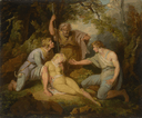 Imogen found by Arviragus, Belarius and Guiderus in the forest