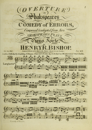 Songs, two duetts, & glees, in Shakspeare's Comedy of Errors